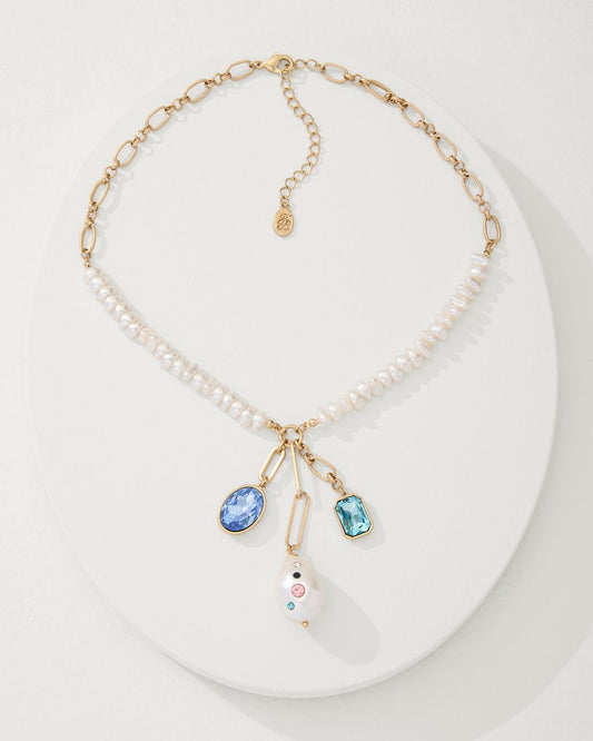 Tommy Bahama | Tidal Treasure Pearl and Stone Charm Necklace / Gold