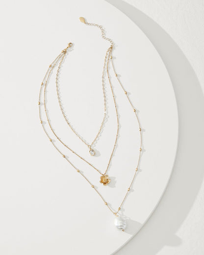 Tommy Bahama | Tidal Treasure Floral Charm Layered Necklace / Gold