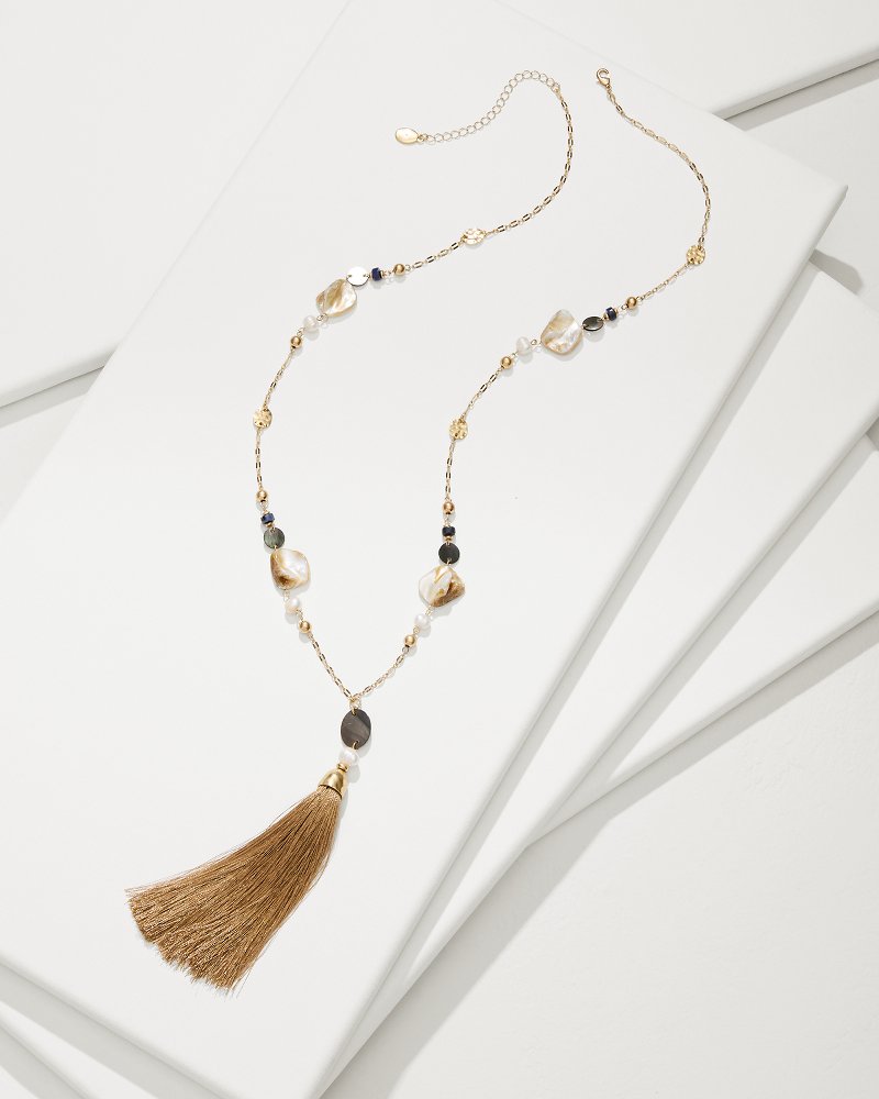 Tommy Bahama | Indigo Shore Mixed Materials Tassel Necklace / Gold