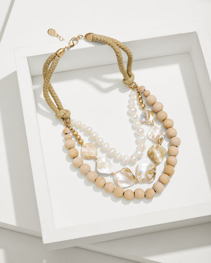 Tommy Bahama | Indigo Shore Mother of Pearl Shell Statement Necklace / Gold