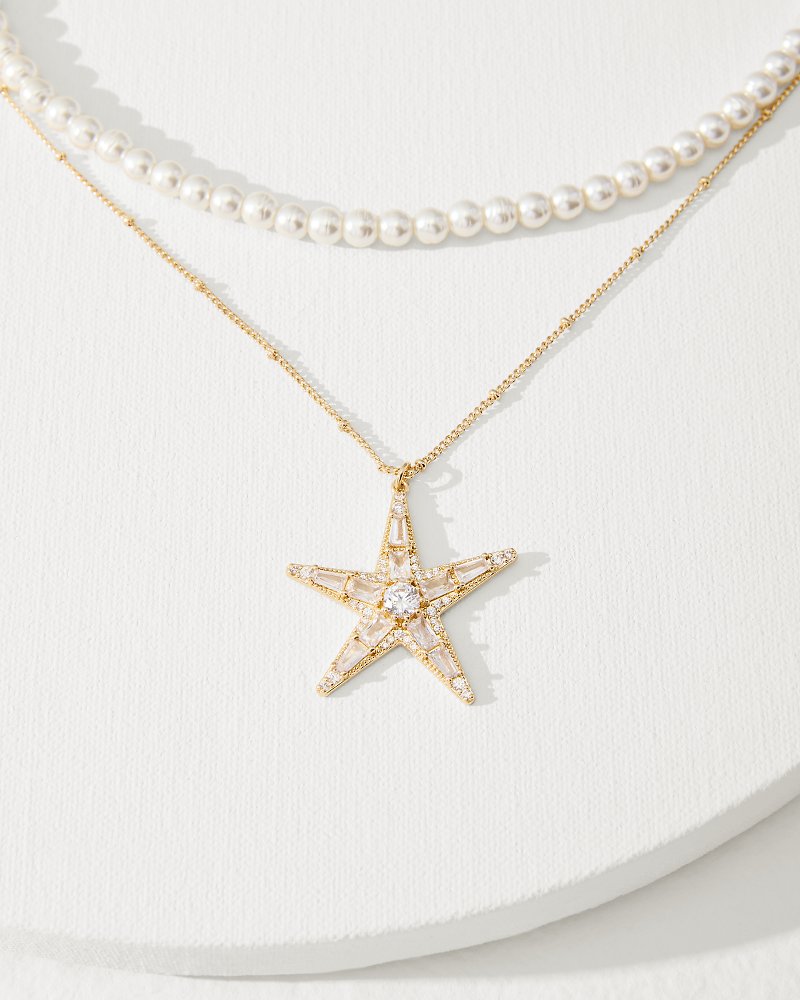 Tommy Bahama | Moments in Paradise Star Layered Pearl Necklace / Gold