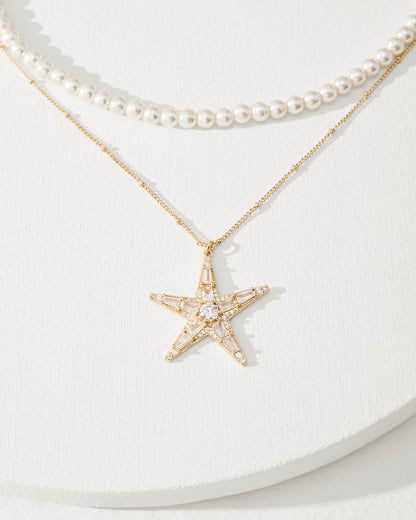 Tommy Bahama | Moments in Paradise Star Layered Pearl Necklace / Gold