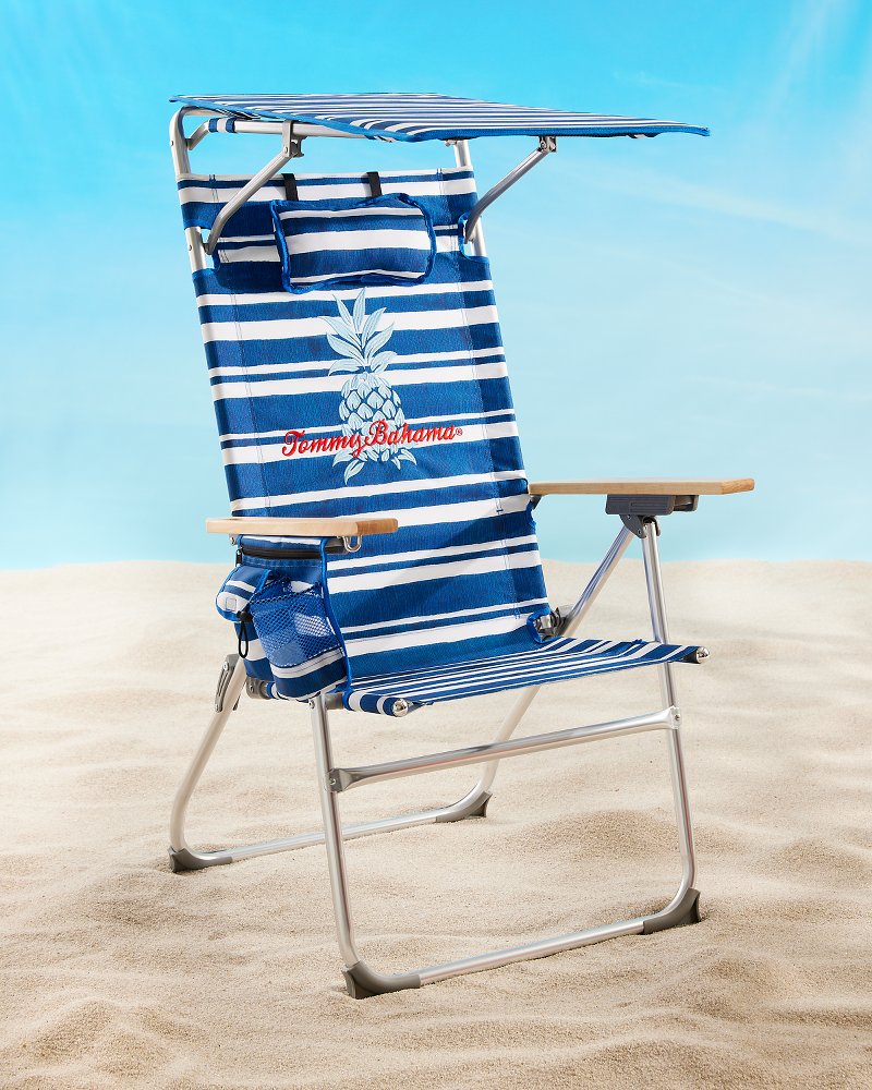 Tommy Bahama | Tommy Bahama Pineapple Stripe Highboy Chair with Shade / Blue/White