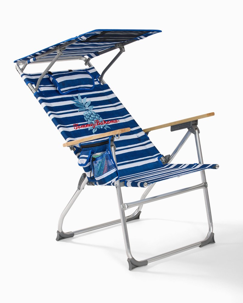 Tommy Bahama | Tommy Bahama Pineapple Stripe Highboy Chair with Shade / Blue/White