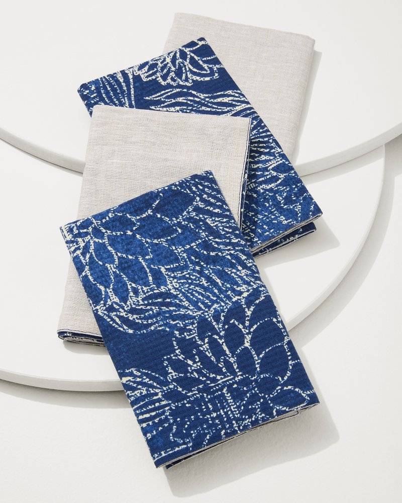 Tommy Bahama | Island Navy Upcycled Reversible Dinner Napkins - Set of 4 / Island Navy
