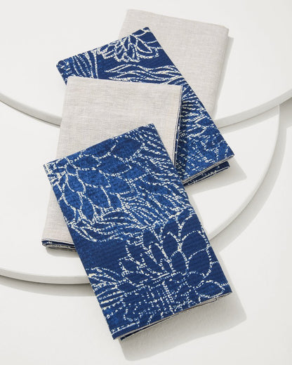 Tommy Bahama | Island Navy Upcycled Reversible Dinner Napkins - Set of 4 / Island Navy