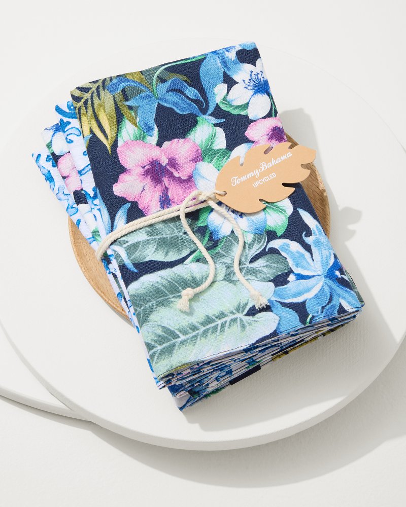 Tommy Bahama | Island Navy Upcycled Reversible Linen Dinner Napkins - Set of 4 / Island Navy