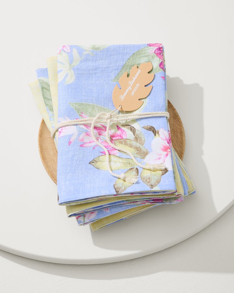 Tommy Bahama | Ray Upcycled Reversible Linen Dinner Napkins - Set of 4 / Ray