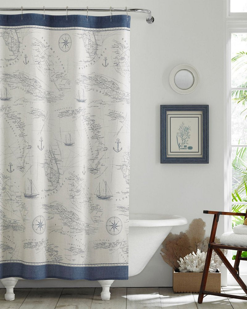 Tommy Bahama | Caribbean Sea Lt-Pastel Blue Shower Curtain / Blue