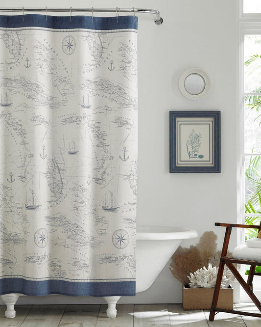 Tommy Bahama | Caribbean Sea Lt-Pastel Blue Shower Curtain / Blue