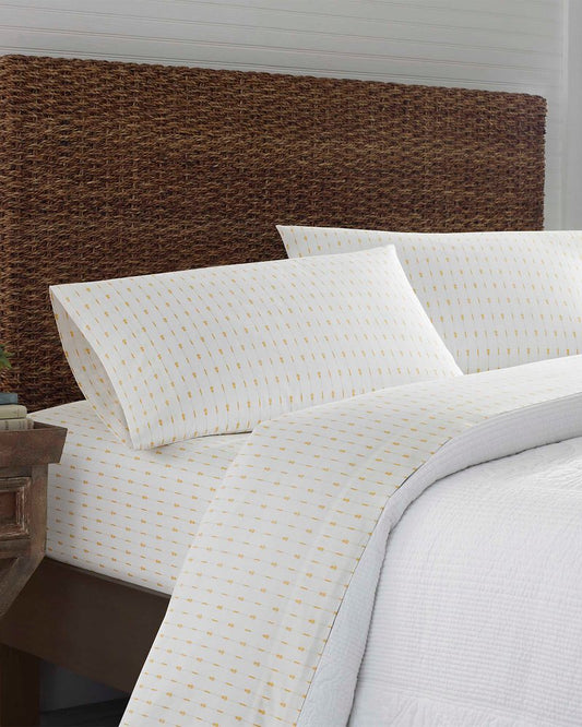Tommy Bahama | Pineapple Pinstripe 4-Piece Queen Sheet Set / Yellow