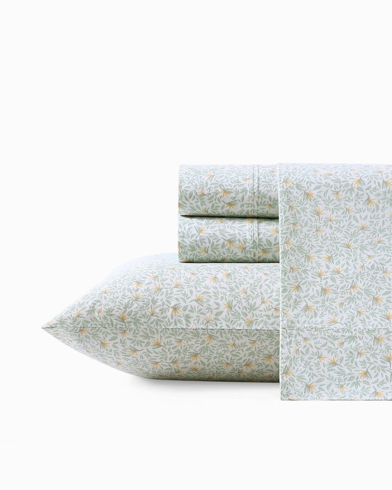 Tommy Bahama | Crane Flower 4-Piece Queen Sheet Set / Green