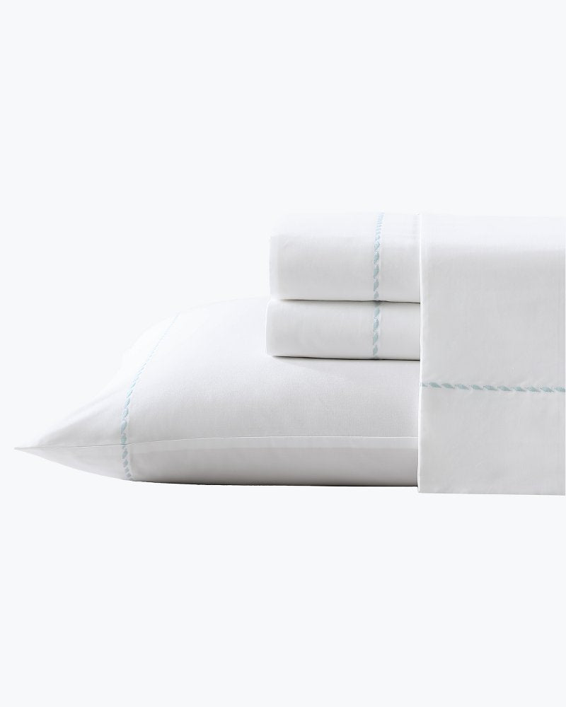 Tommy Bahama | Solid 4-Piece Queen Sheet Set - Blue / White/Blue