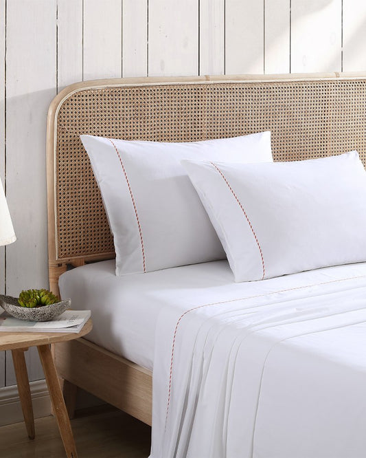 Tommy Bahama | Solid 4-Piece Queen Sheet Set - Orange / Orange Flame/White