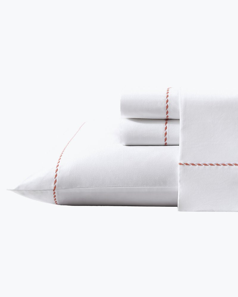 Tommy Bahama | Solid 4-Piece King Sheet Set - Orange / Orange Flame/White