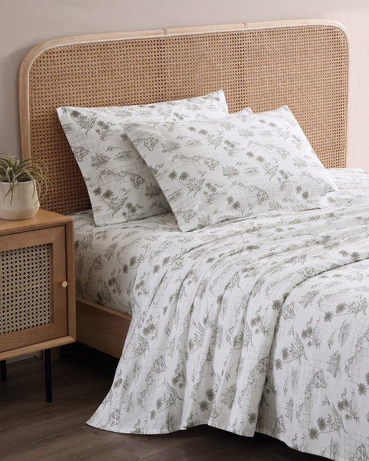 Tommy Bahama | Vintage Map 4-Piece Queen Sheet Set / Brown