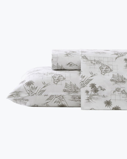 Tommy Bahama | Vintage Map 4-Piece King Sheet Set / Brown