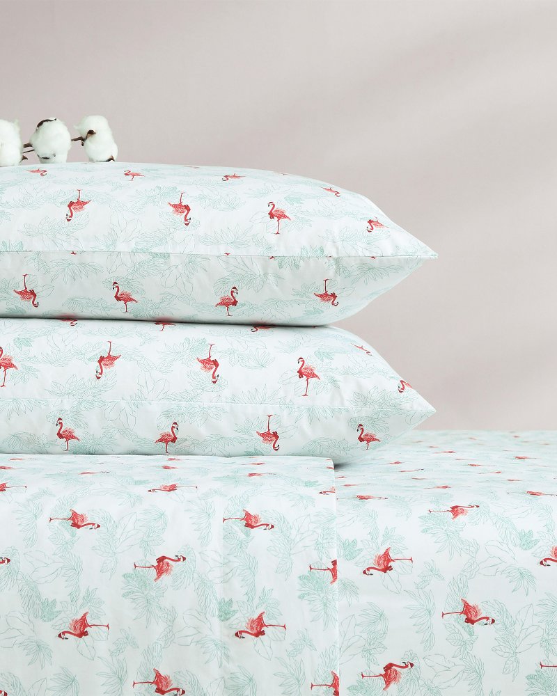 Tommy Bahama | Flamingo Santa 4-Piece King Sheet Set / Red/Green