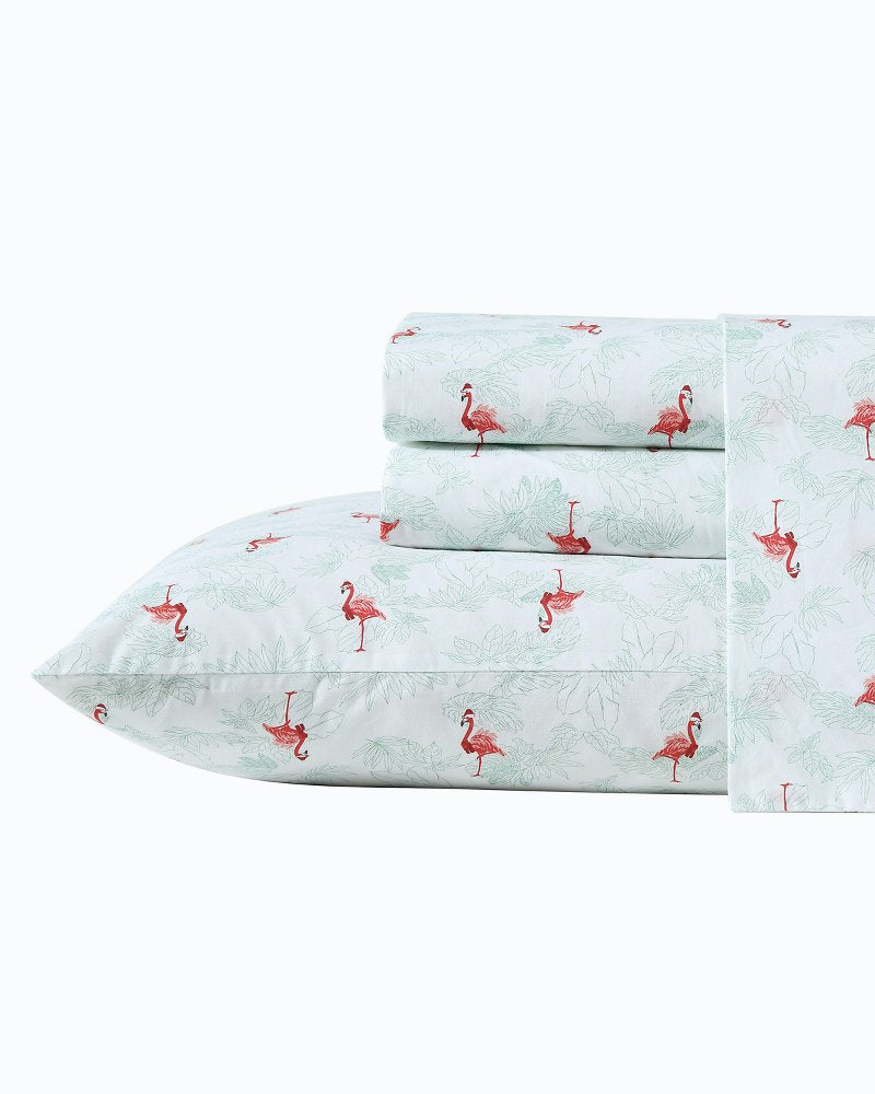 Tommy Bahama | Flamingo Santa 4-Piece King Sheet Set / Red/Green