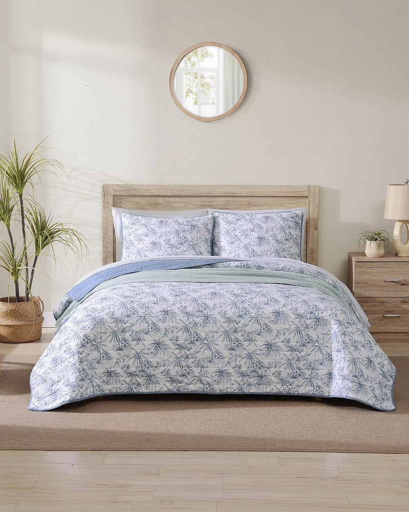 Tommy Bahama | Pen and Ink Palm Reversible 2-Piece Twin Quilt Set / Indigo