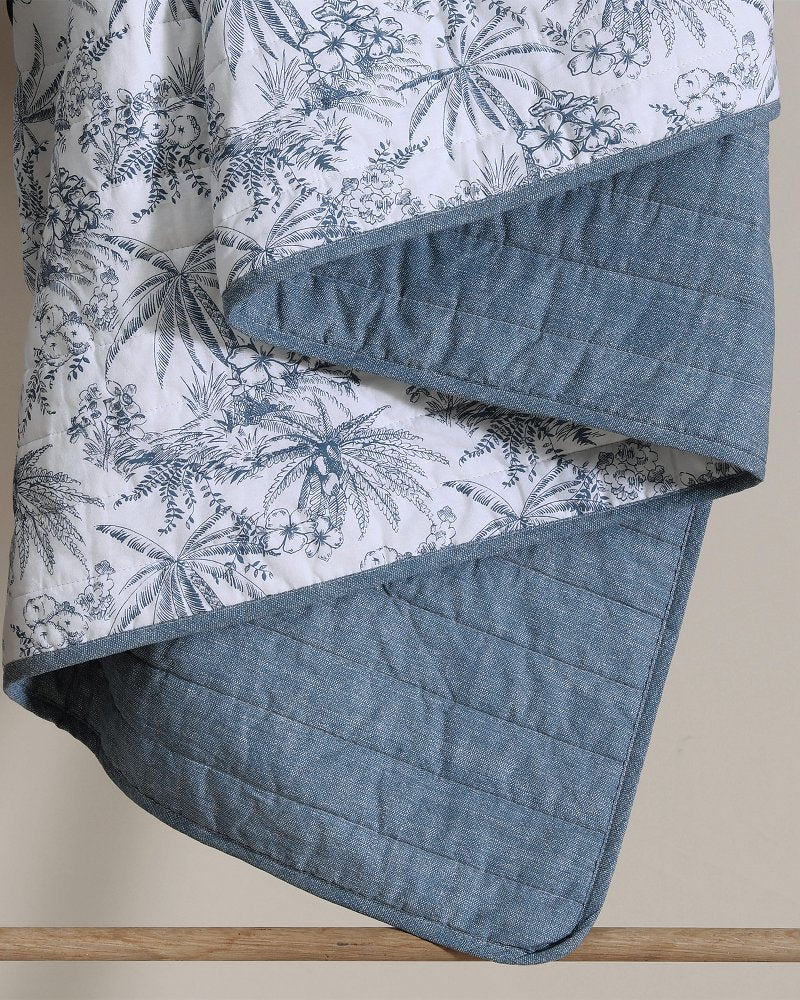 Tommy Bahama | Pen and Ink Palm Reversible 2-Piece Twin Quilt Set / Indigo