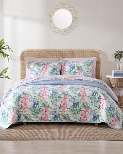 Tommy Bahama | Island Orchid Reversible 3-Piece King Quilt Set / White