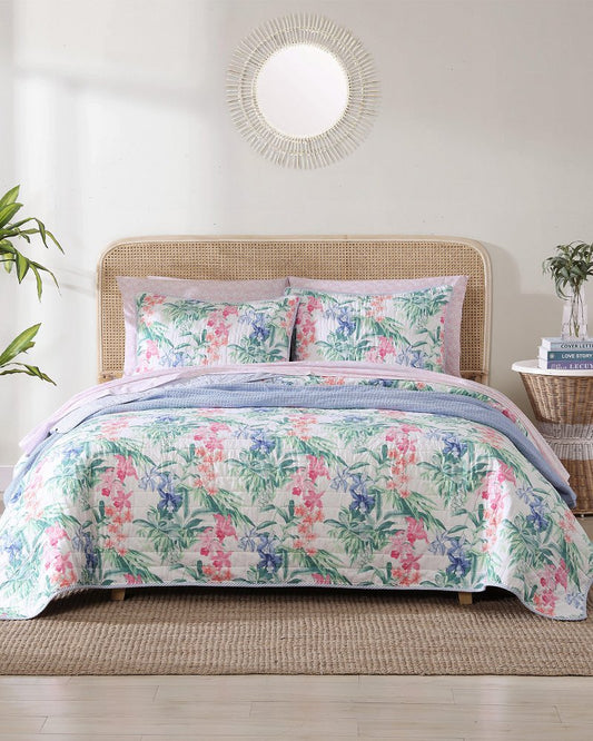 Tommy Bahama | Island Orchid Reversible 3-Piece King Quilt Set / White