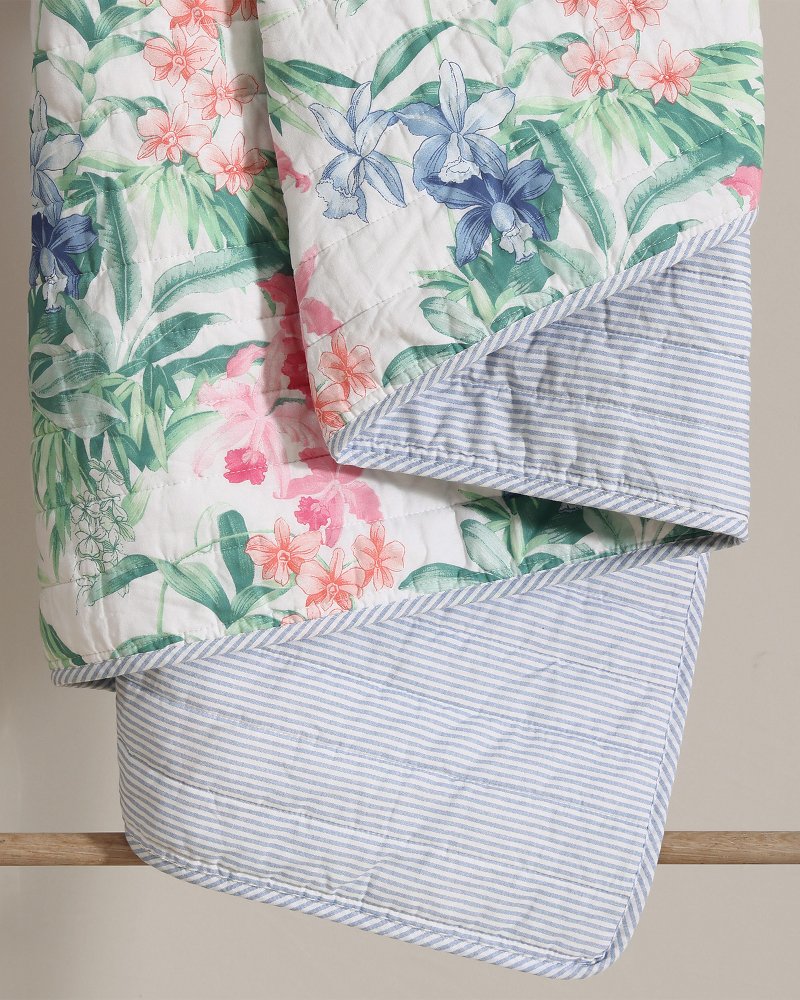 Tommy Bahama | Island Orchid Reversible 3-Piece King Quilt Set / White