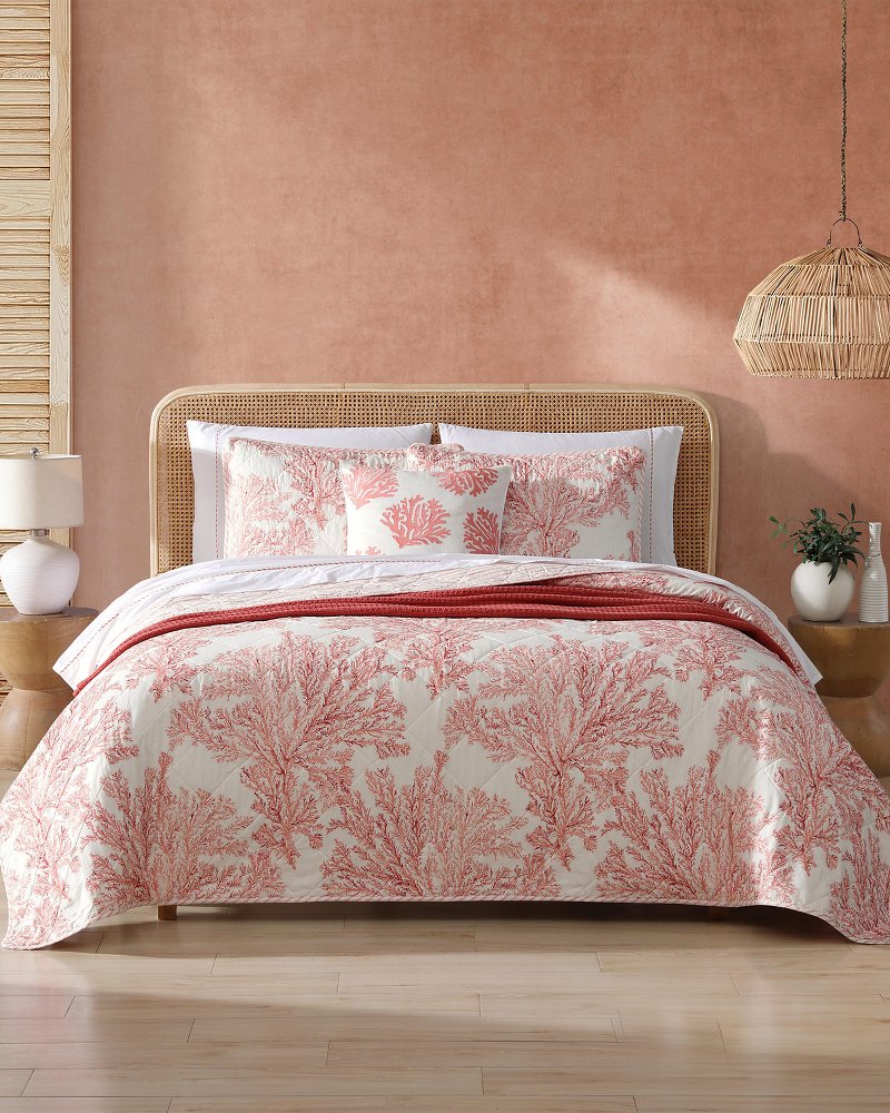 Tommy Bahama | Coral Garden Reversible 2-Piece Twin Quilt Set / Orange