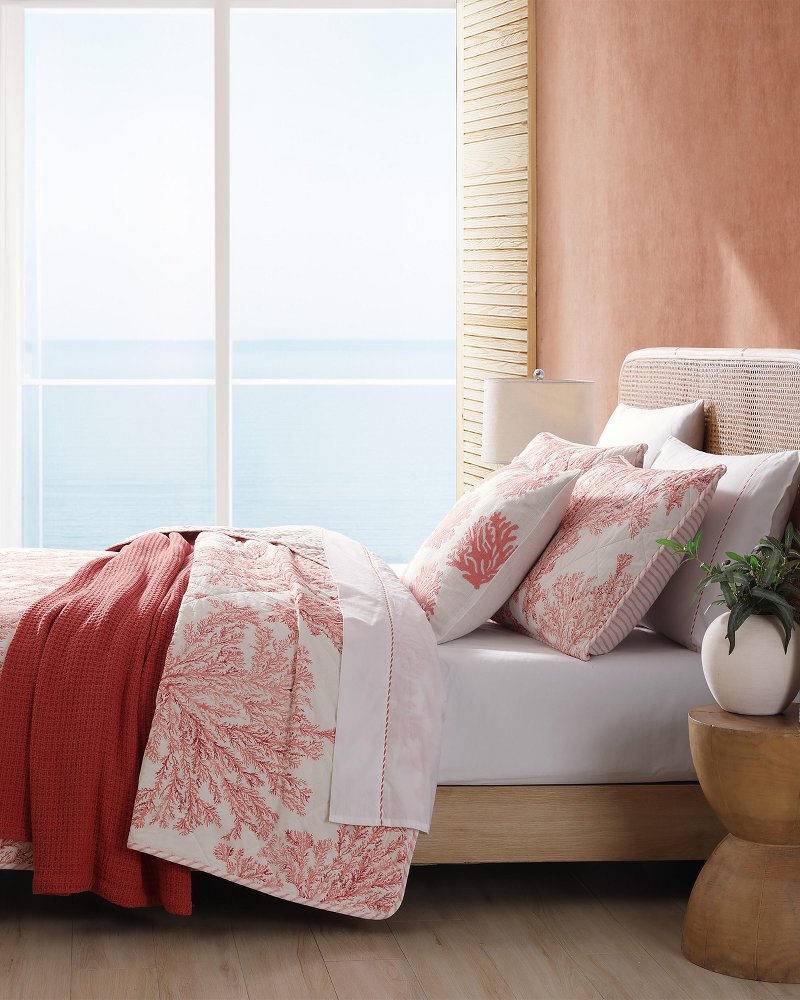 Tommy Bahama | Coral Garden Reversible 2-Piece Twin Quilt Set / Orange