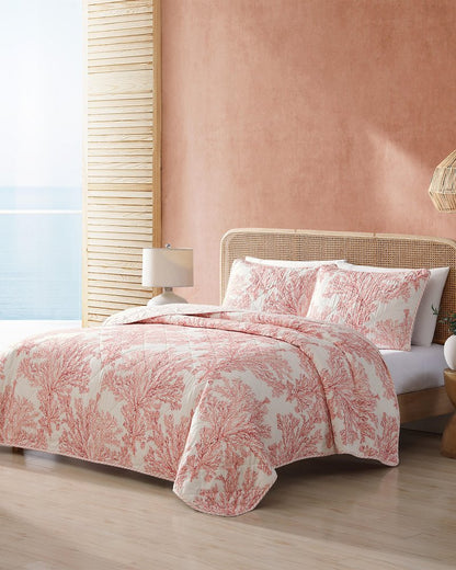 Tommy Bahama | Coral Garden Reversible 3-Piece Full/Queen Quilt Set / Orange