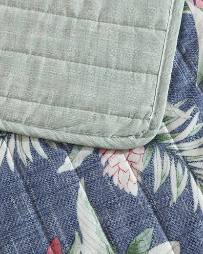 Tommy Bahama | Floral Enchantment Reversible 3-Piece Full/Queen Quilt Set / Deep Blue