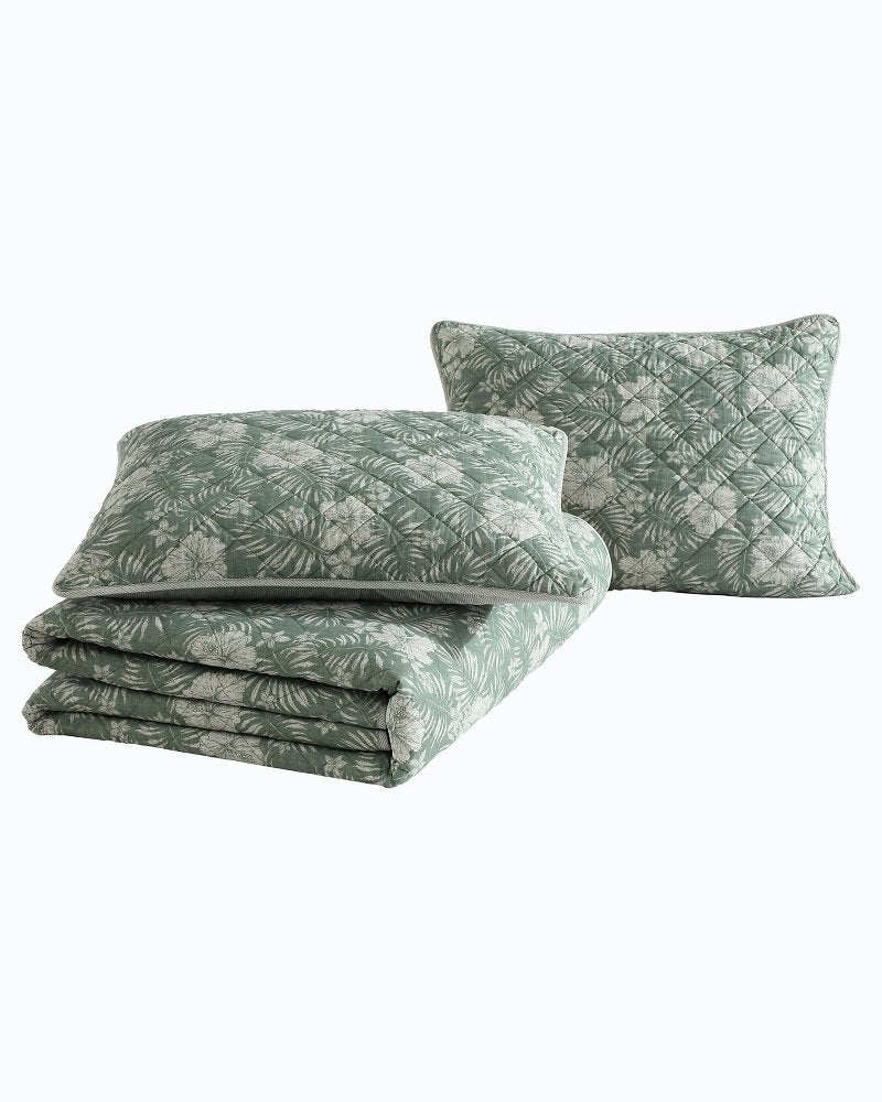 Tommy Bahama | Hibiscus Jungle Reversible 3-Piece Full/Queen Quilt Set / Jungle