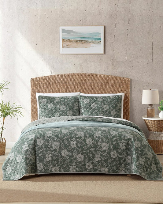 Tommy Bahama | Hibiscus Jungle Reversible 3-Piece King Quilt Set / Jungle