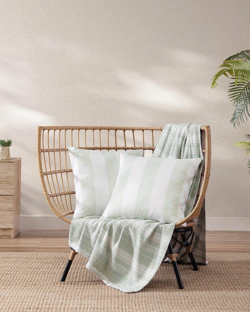 Tommy Bahama | Awning Stripe Green Decorative Pillow / Green