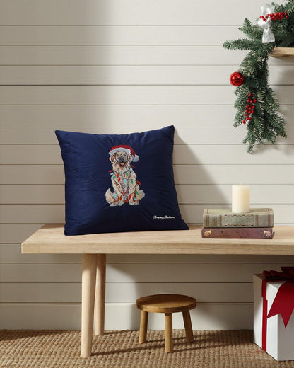 Tommy Bahama | Holiday Retriever Velvet Decorative Pillow / Navy