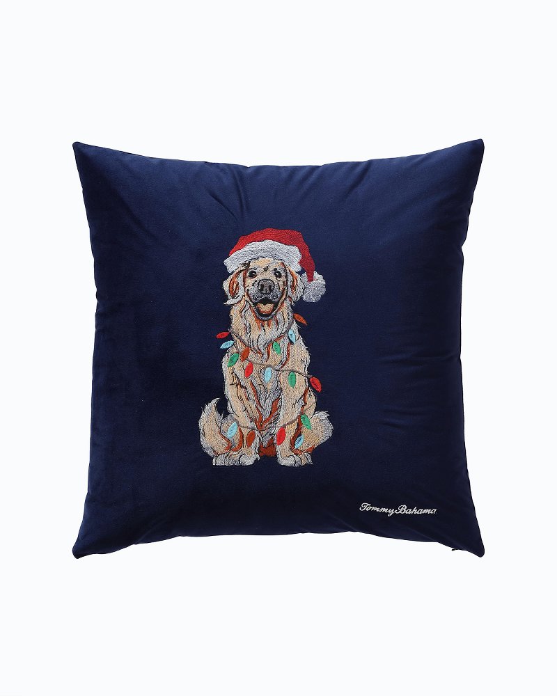 Tommy Bahama | Holiday Retriever Velvet Decorative Pillow / Navy