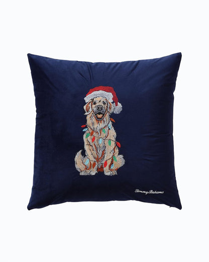 Tommy Bahama | Holiday Retriever Velvet Decorative Pillow / Navy