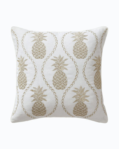 Tommy Bahama | Golden Pineapples Embroidered Decorative Pillow / Gold
