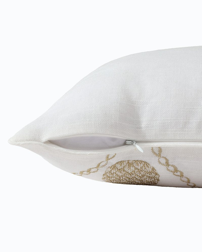 Tommy Bahama | Golden Pineapples Embroidered Decorative Pillow / Gold