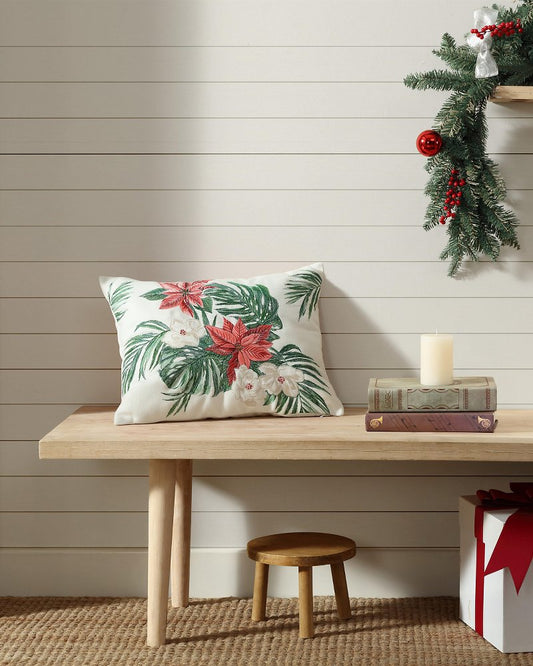 Tommy Bahama | Festive Palms Velvet Embroidered Decorative Pillow / Multicolor