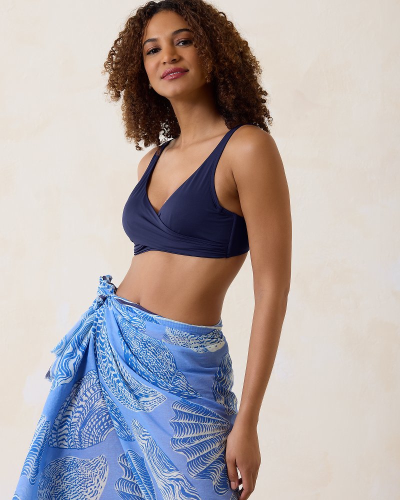Tommy Bahama | Pearl Underwire Wrap-Front Bikini Top / Mare Navy