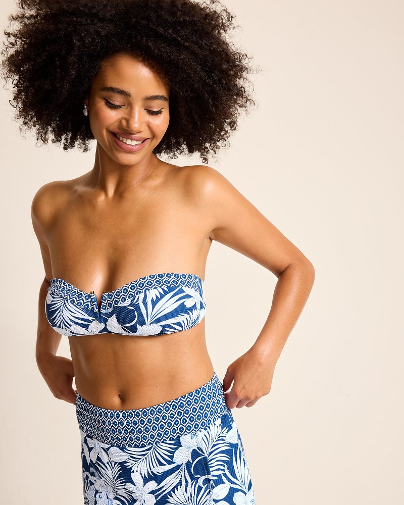 Tommy Bahama | Island Cays Blooms Bandeau Bikini Top / Indigo Tide