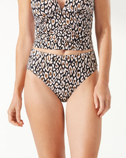 Tommy Bahama | Palm Modern® Safari Cat High-Waist Bikini Bottoms / Black