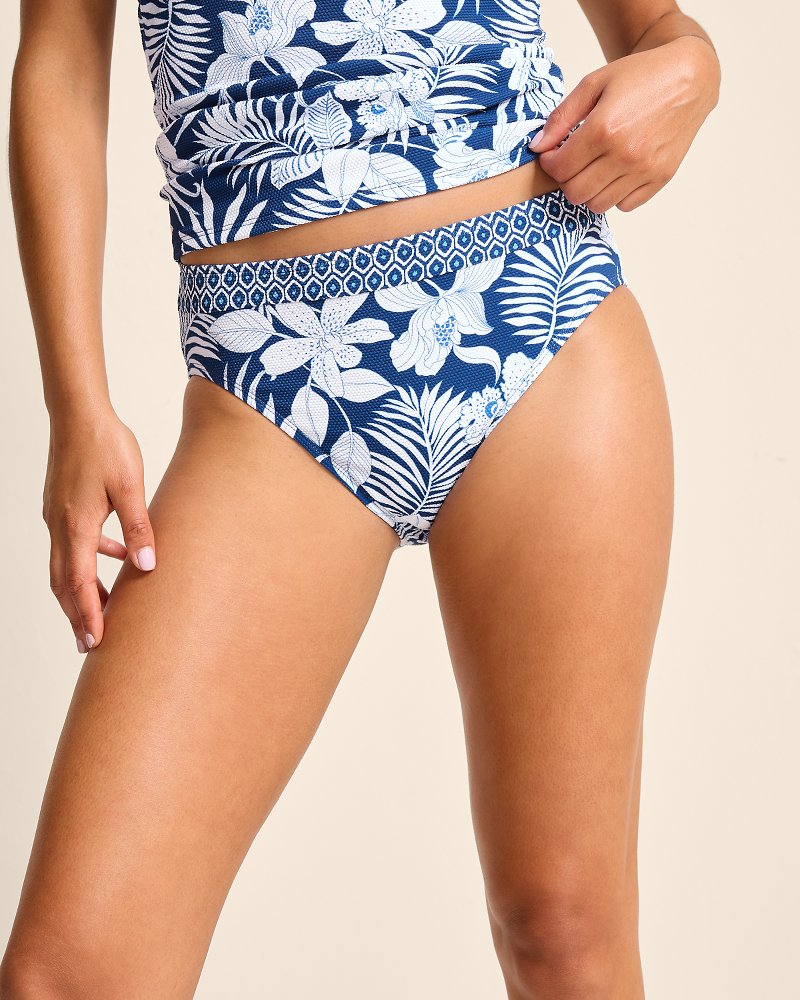 Tommy Bahama | Island Cays Blooms High-Waist Bikini Bottoms / Indigo Tide