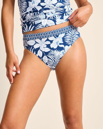 Tommy Bahama | Island Cays Blooms High-Waist Bikini Bottoms / Indigo Tide