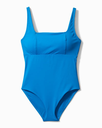 Tommy Bahama | Palm Modern® Square Neck One-Piece Swimsuit / Cerulean Crystal