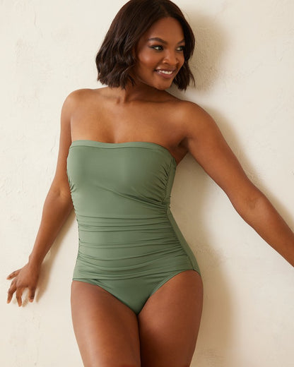 Tommy Bahama | Paradise Fronds Bandeau One-Piece Swimsuit / Tea Leaf