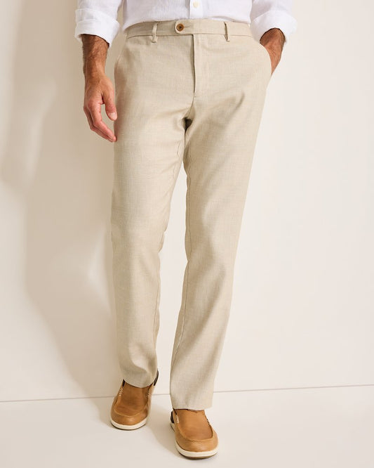 Tommy Bahama | Latigo Beach Linen-Blend Flat-Front Pants / Stone Khaki