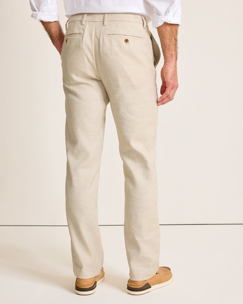 Tommy Bahama | Latigo Beach Linen-Blend Flat-Front Pants / Stone Khaki